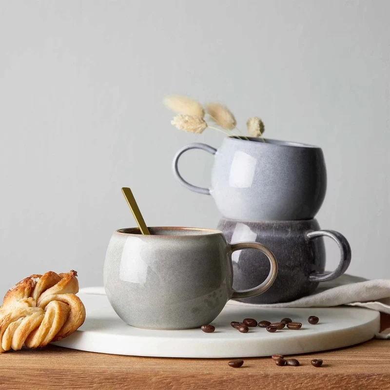 COTTAGE Becher-Set 4er – Steinzeug-Kaffeebecher mit reaktiver Glasur