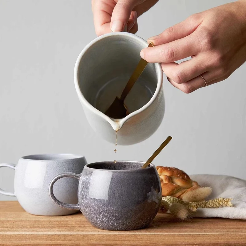 COTTAGE Becher-Set 4er – Steinzeug-Kaffeebecher mit reaktiver Glasur