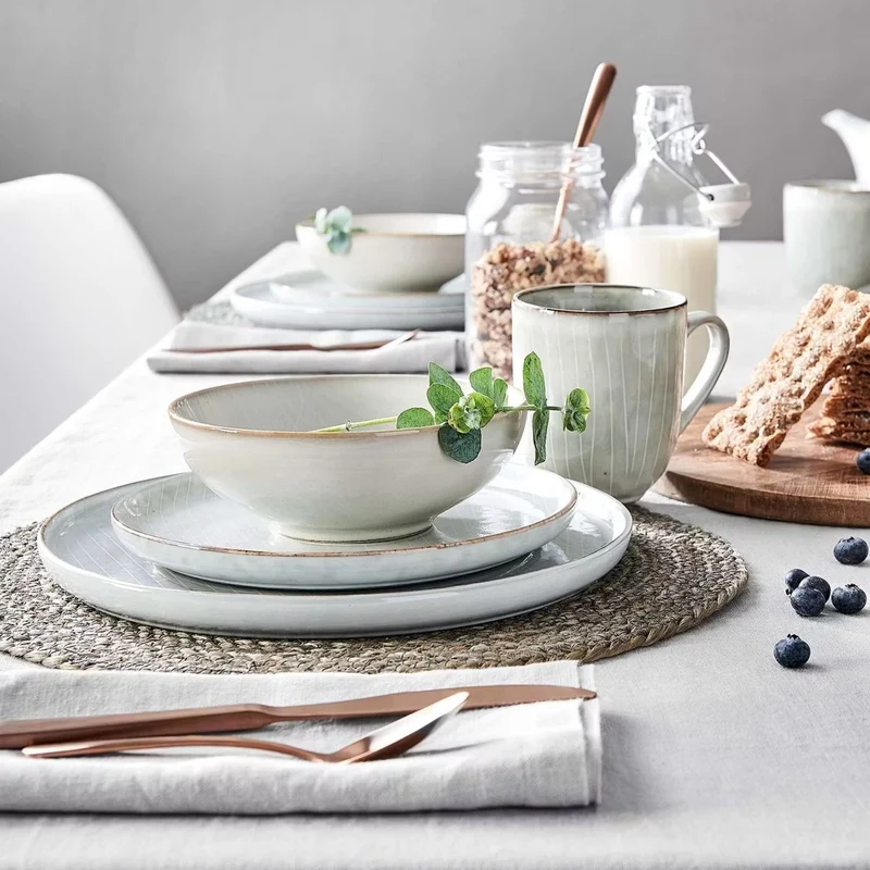 HENLEY Tafelservice 16-teilig – Steinzeug-Geschirrset mit reaktiver Glasur