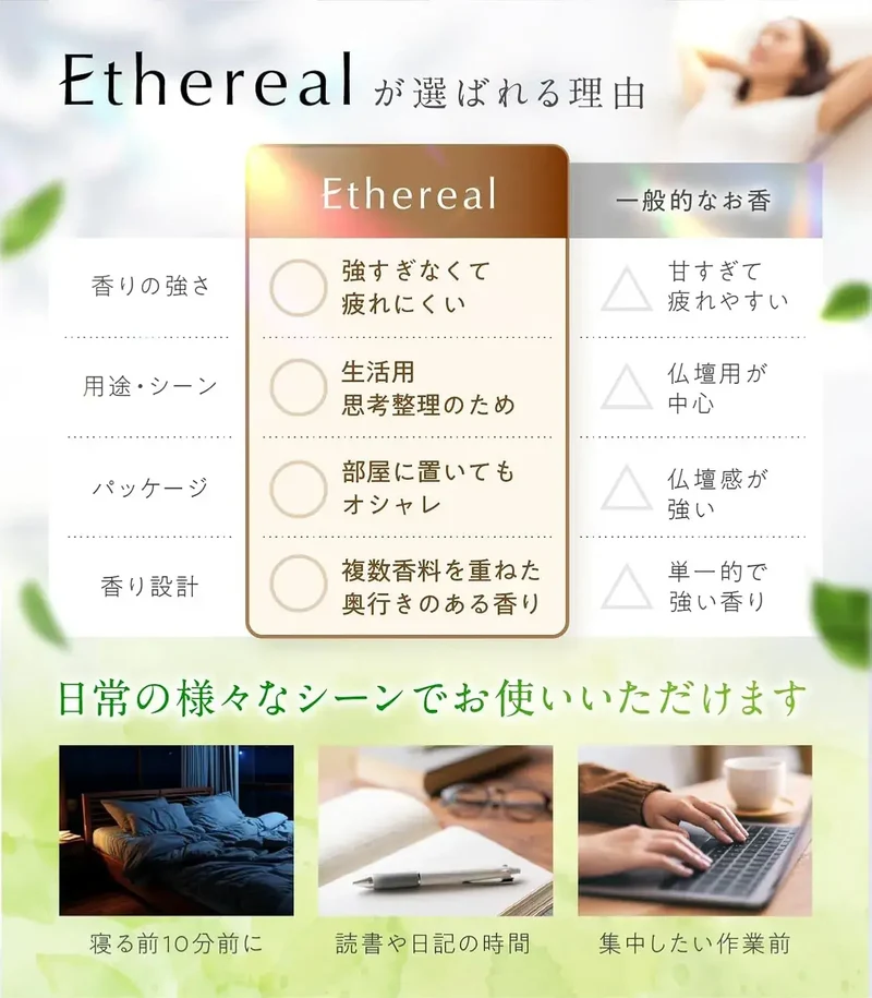 Ethereal Sandalwood Incense Sticks Japan Musk Vanilla Vetiver