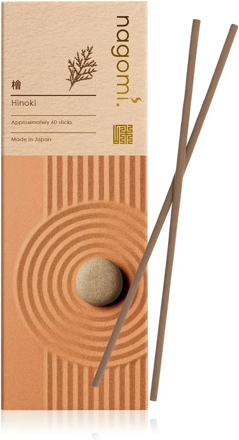Nagomi Kobo Hinoki Incense Sticks Cypress Sandalwood Aroma 60 Count