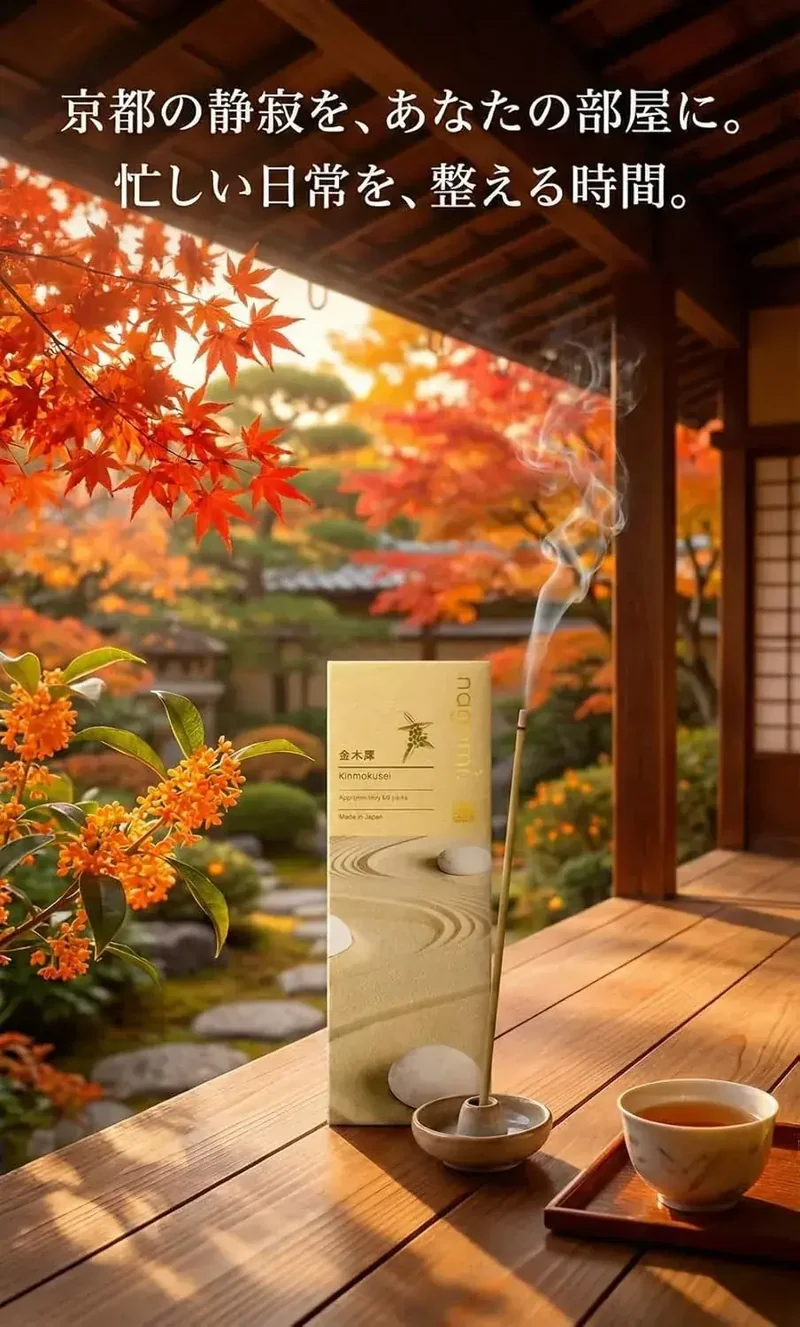 Nagomi Kobo Kinmokusei Incense Sticks Pure Natural Scent (60 Pcs)