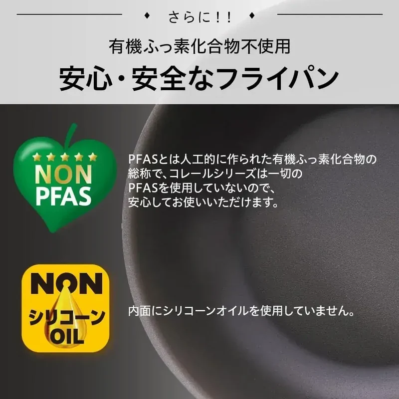 Doshisha Corelle Skillet: IH & Gas Ready, PFAS-Free, Dishwasher Safe