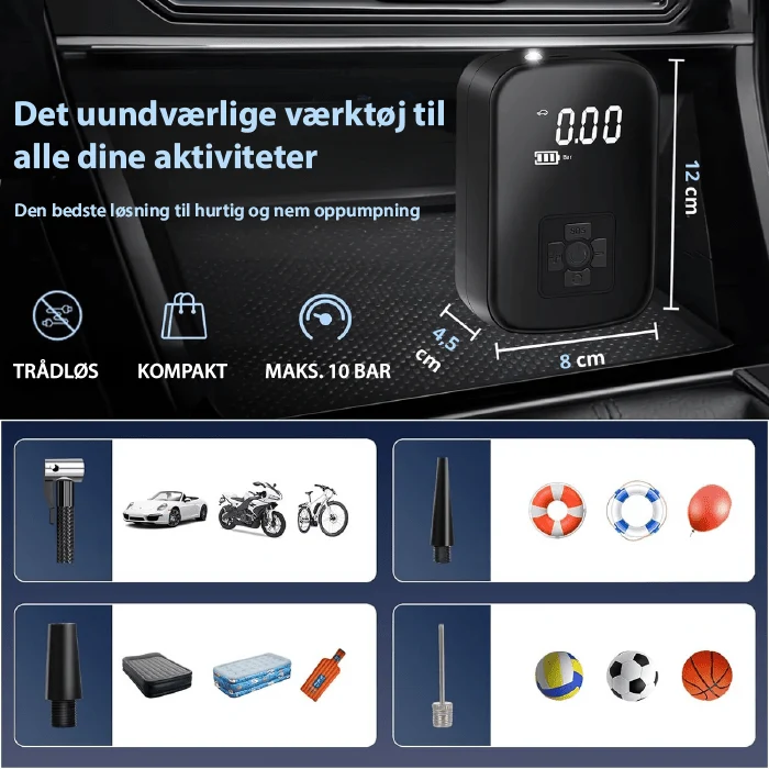 LuftSchnell Profi – Kompakte Elektrische Luftpumpe Für Reifen, Bälle & Matratzen