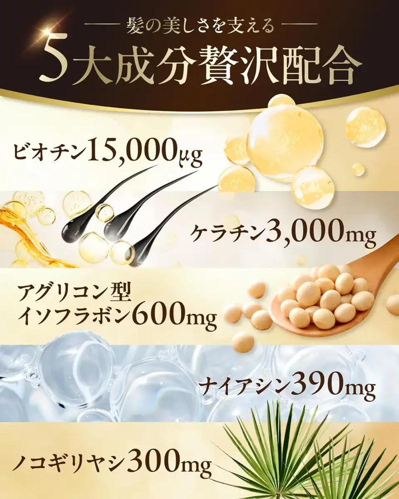 Asahi Group Foods Luxurious Hair Formula 30-Day Supply with Biotin & Keratin