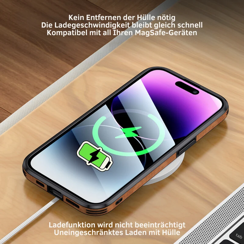 iPhone Hülle in Lederoptik – Schlankes Case mit Stoßschutz & MagSafe-Halt