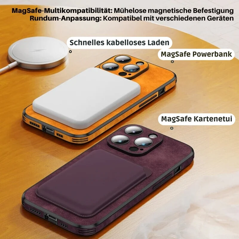 iPhone Hülle in Lederoptik – Schlankes Case mit Stoßschutz & MagSafe-Halt