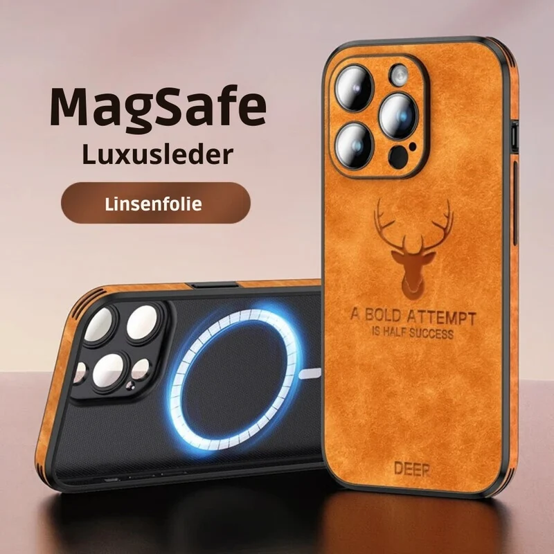 iPhone Hülle in Lederoptik – Schlankes Case mit Stoßschutz & MagSafe-Halt