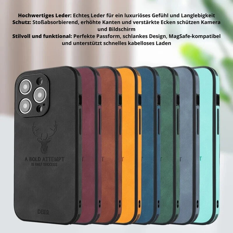 iPhone Hülle in Lederoptik – Schlankes Case mit Stoßschutz & MagSafe-Halt