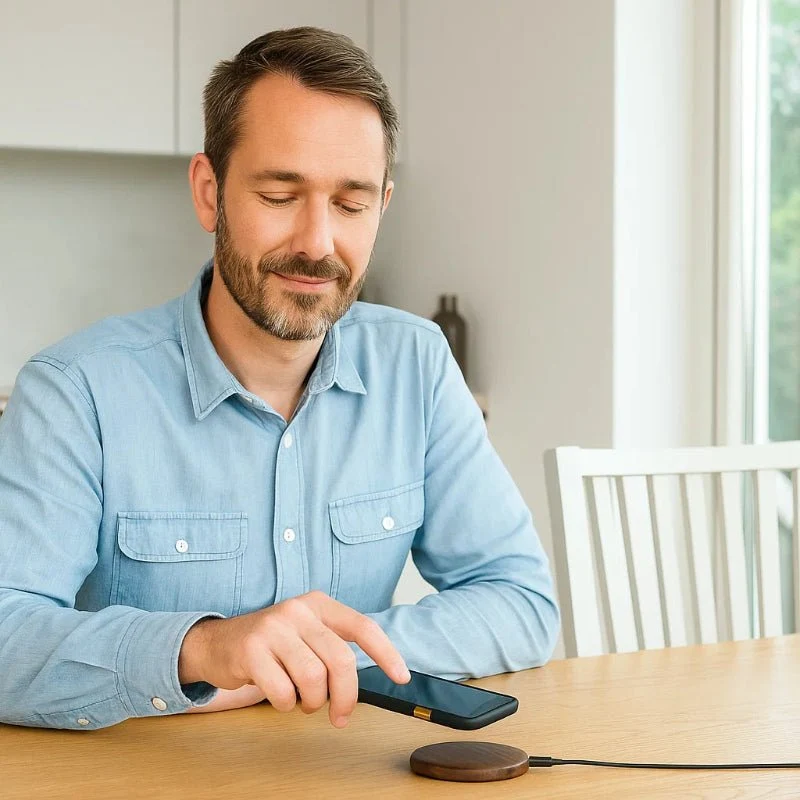 GREENWATT – Qi-Schnellladegerät mit Natur-Bambusdesign