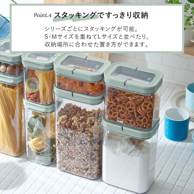 Toffy Slim Airtight Food Canister with Lever - Pale Aqua