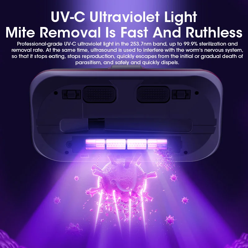 Kabelloser Handstaubsauger zur Milbenentfernung mit UV-Licht, 12 kPa, Allergikerfreundlich