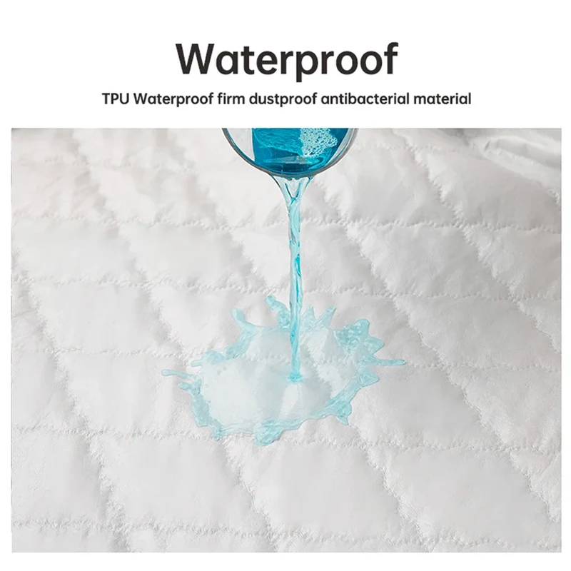 Wasserdichte Matratzenauflage für Einzel- und Doppelbetten, Matratzenschoner in Grau/Weiß
