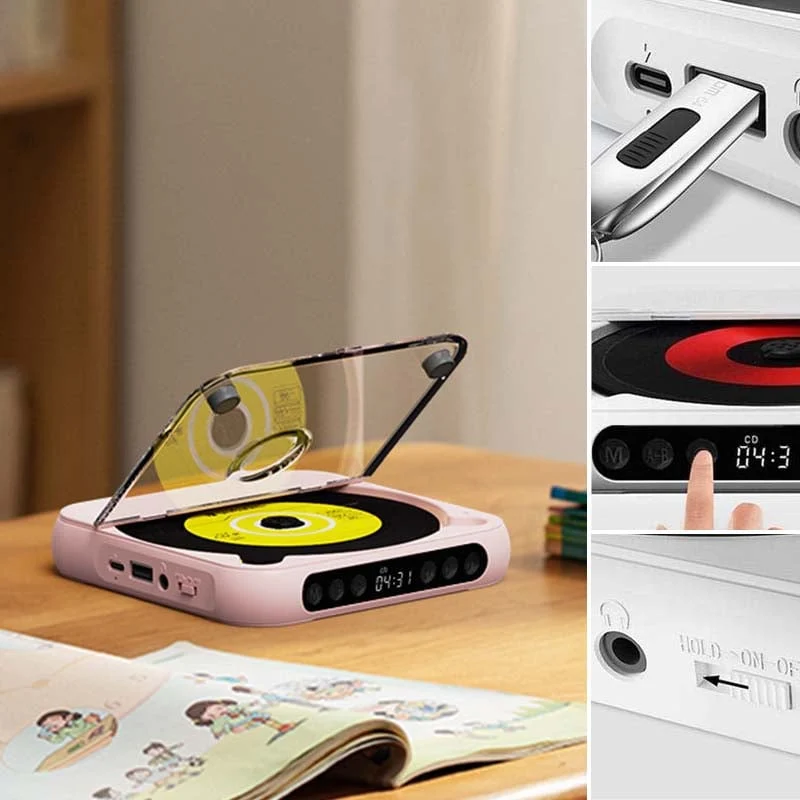 Tragbarer CD-Player – Bluetooth 5.3 mit Wiederaufladbarem Akku