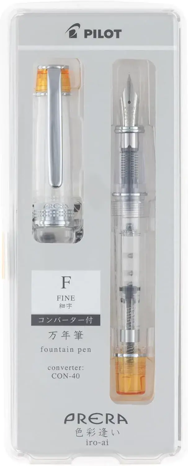 Pilot Prera Fountain Pen Transparent Orange Medium Nib, Stylish