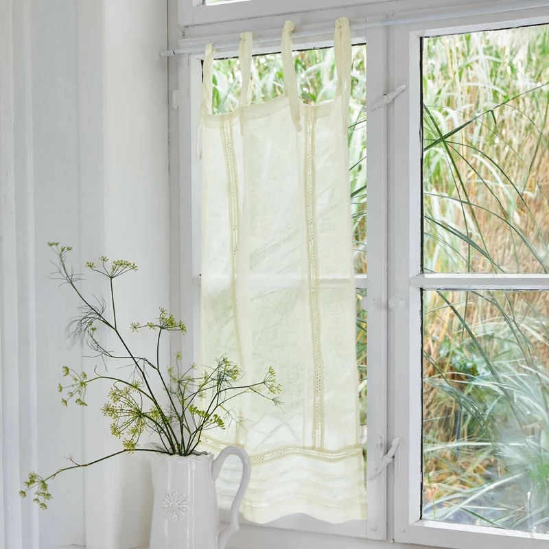 JOLIVANE Café Curtain – Bestickte Scheibengardine mit romantischem Vintage-Charme