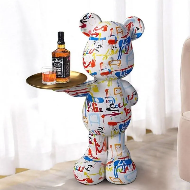 SYNALIA Graffiti-Bär Servierständer Kunstwerk Fiberglas Farbenfroh