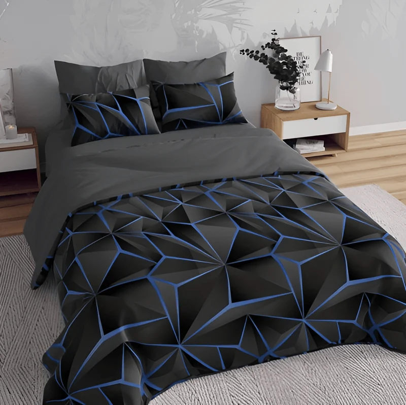 Wolkenlux - Flauschiges 3D-gedrucktes Karo-Bettwäscheset