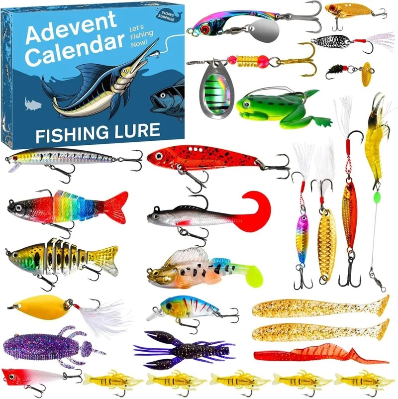 FISHMAS – 24 Tage Weihnachts 2025 Abzählung Angel-Ausrüstung Satz