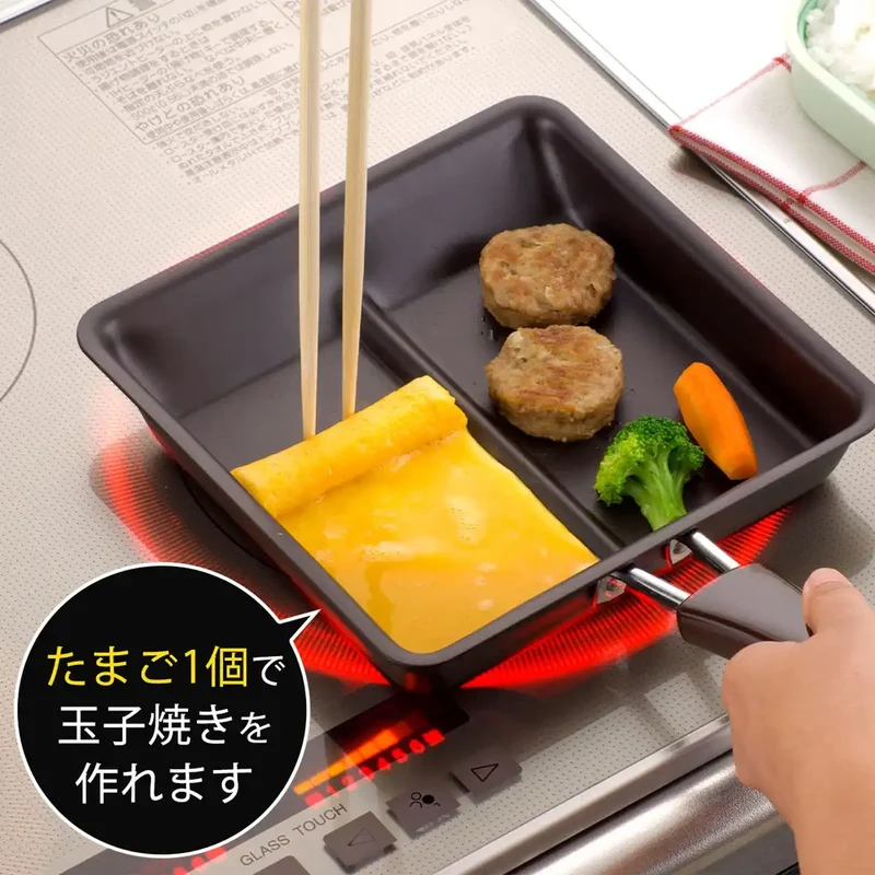 Shimomura Kihan 31370 Frying Pan Divider Double Grill Iron Gas Fire Ih Compatible Japan Egg Grill Stir Fry
