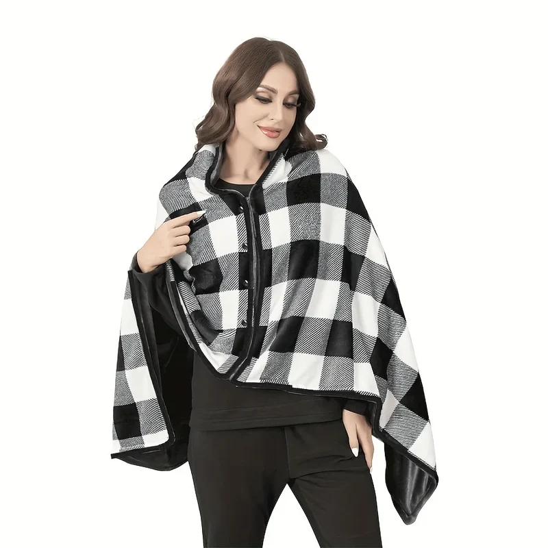 WarmDrape – Tragbare Flanell-Schal-Decke One Size für Zuhause & Büro