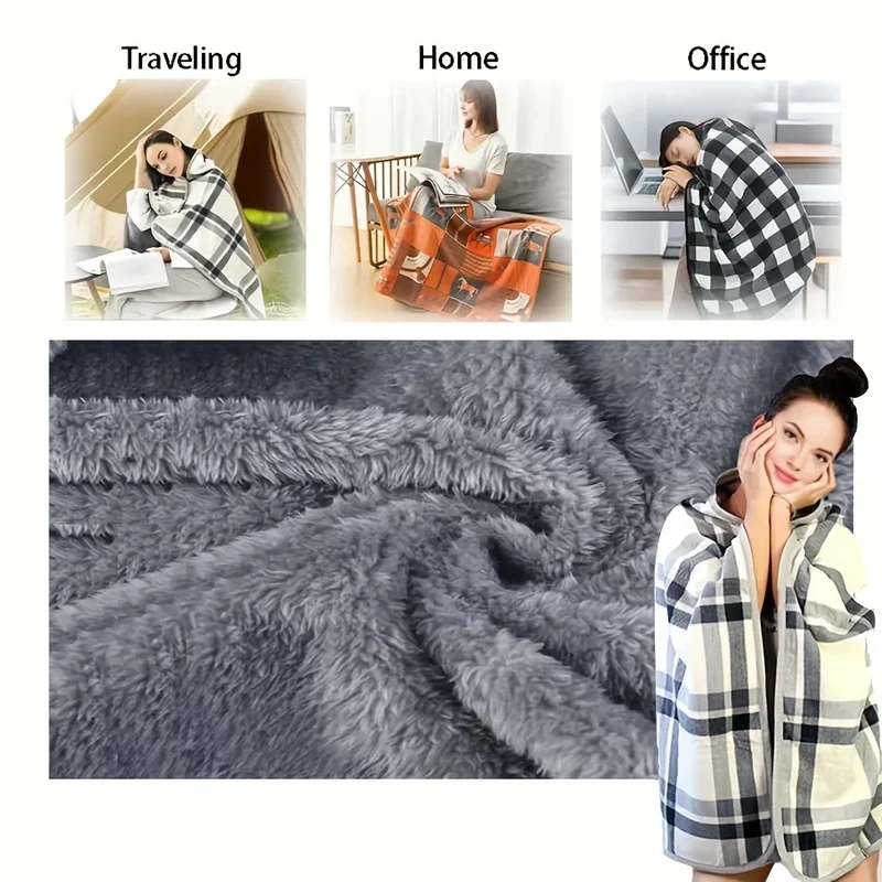 WarmDrape – Tragbare Flanell-Schal-Decke One Size für Zuhause & Büro