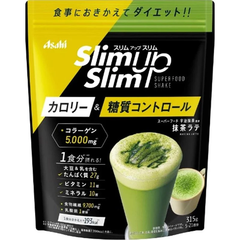 Asahi Slim Up Slim Enzyme And Superfood Shake Matcha Latte Flavor 315g - Japanese Health Drinks