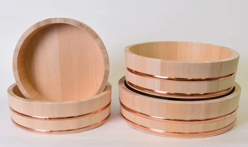 Kiso Crafts Ohitsu Wooden Sawara Sushi Rice Stand