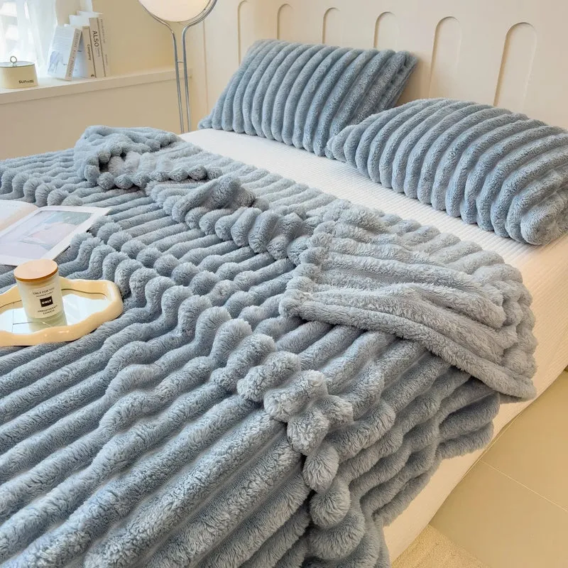 LoomStripe – Verdickte Baumwollmix-Decke Gestreift für Sofa, Bett & Haustiere