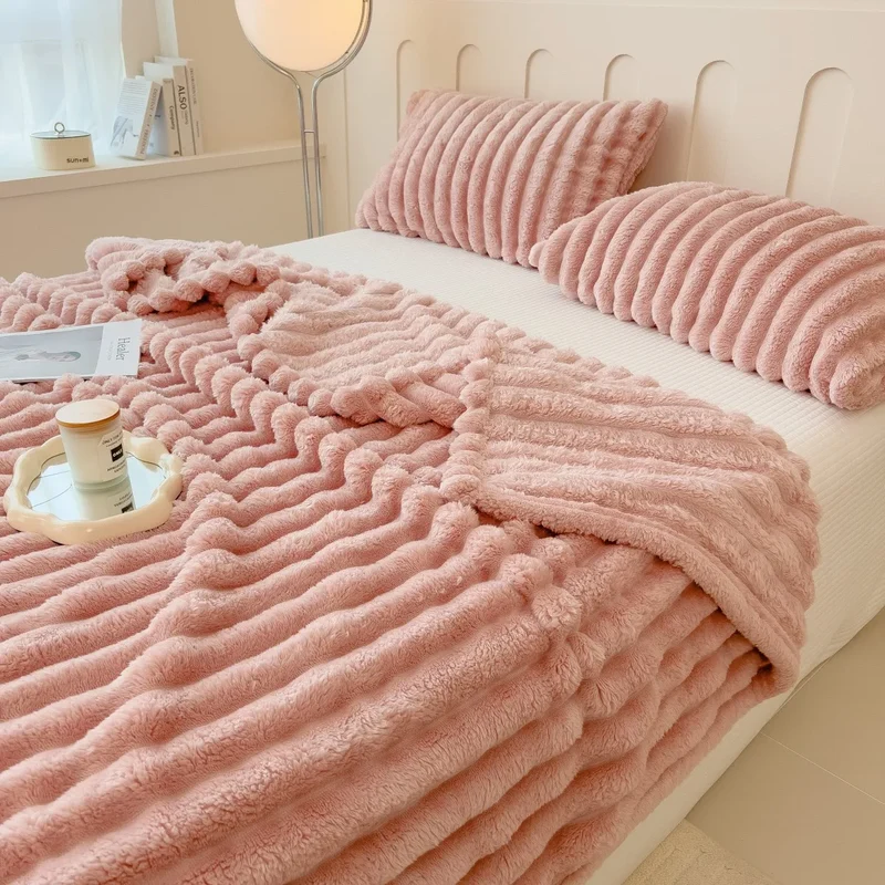 LoomStripe – Verdickte Baumwollmix-Decke Gestreift für Sofa, Bett & Haustiere