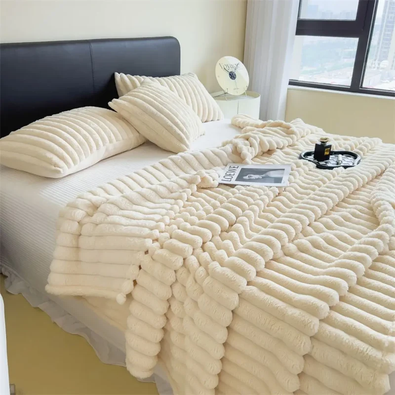 LoomStripe – Verdickte Baumwollmix-Decke Gestreift für Sofa, Bett & Haustiere