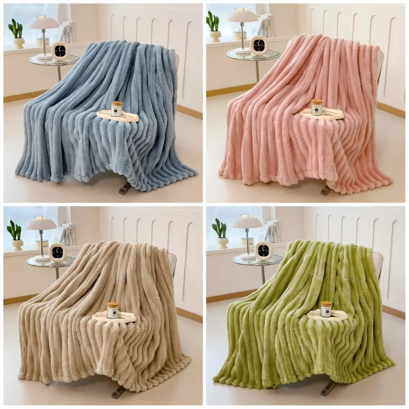 LoomStripe – Verdickte Baumwollmix-Decke Gestreift für Sofa, Bett & Haustiere