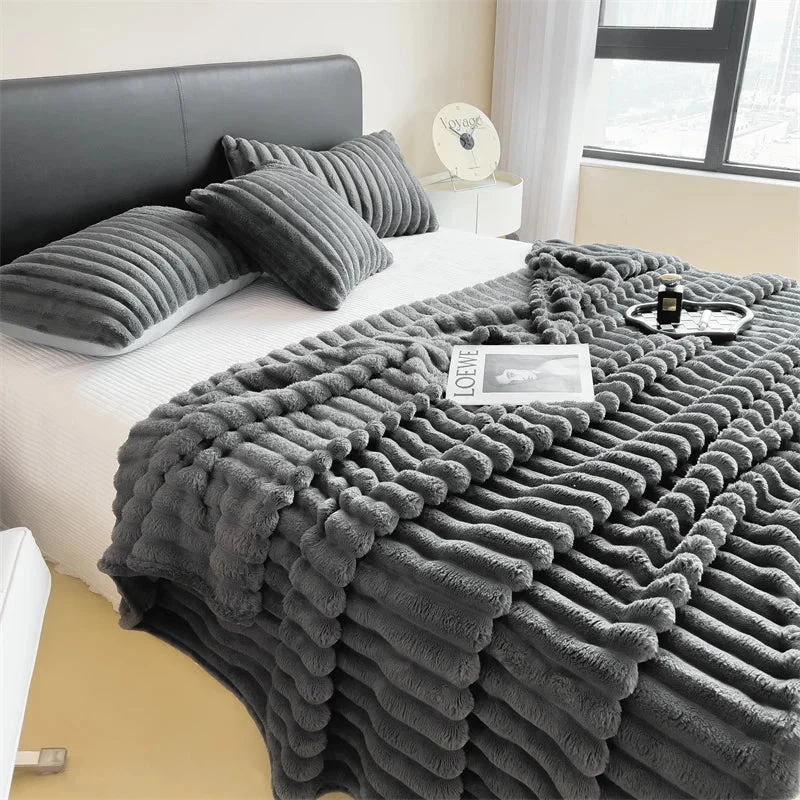 LoomStripe – Verdickte Baumwollmix-Decke Gestreift für Sofa, Bett & Haustiere