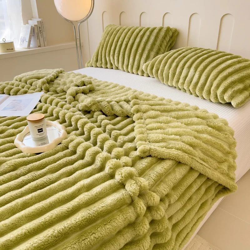 LoomStripe – Verdickte Baumwollmix-Decke Gestreift für Sofa, Bett & Haustiere