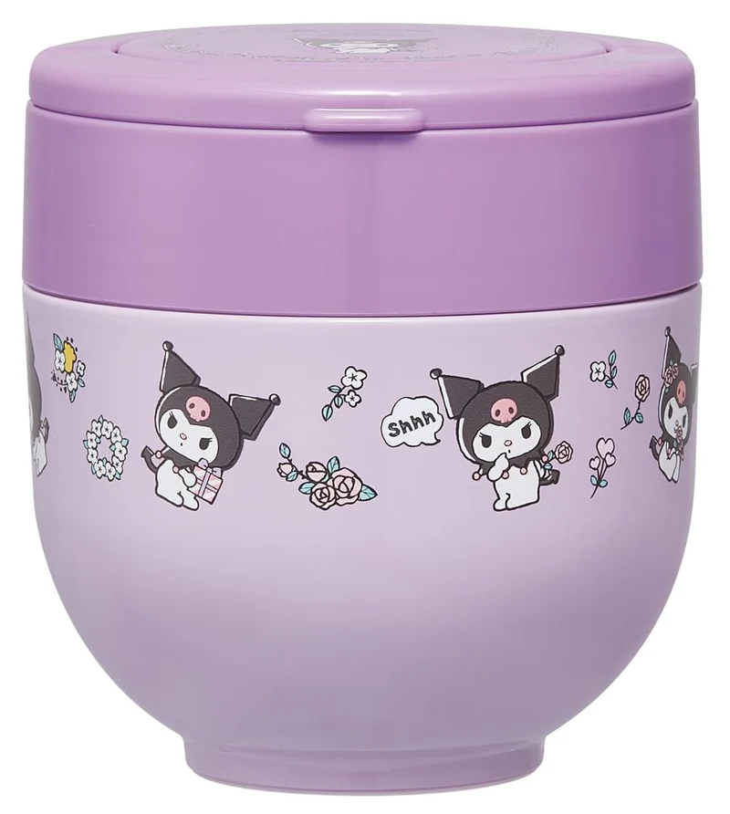 Skater Insulated Lunch Jar 540Ml with Handle Sanrio Kuromi Flower Design