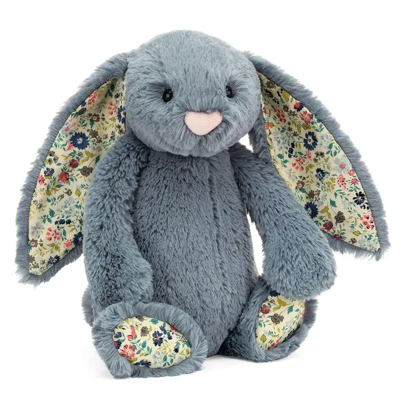 Jelly Cat Blossom Bunny Plush in Dusky Blue Floral 31cm Medium Size