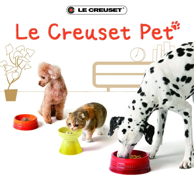 Le Creuset Pet Bowl Natural Pink Stain Resistant Microwave Safe for Pets