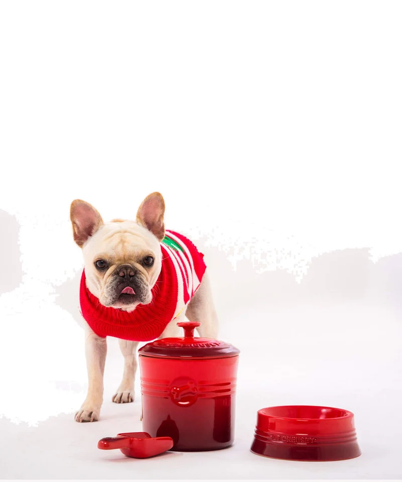 Le Creuset Pet Food Container with Scoop for Dogs and Cats Orange Japan Official