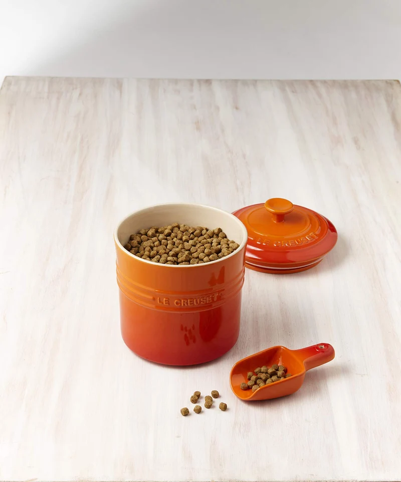 Le Creuset Cherry Red Pet Food Container with Scoop for Dogs and Cats