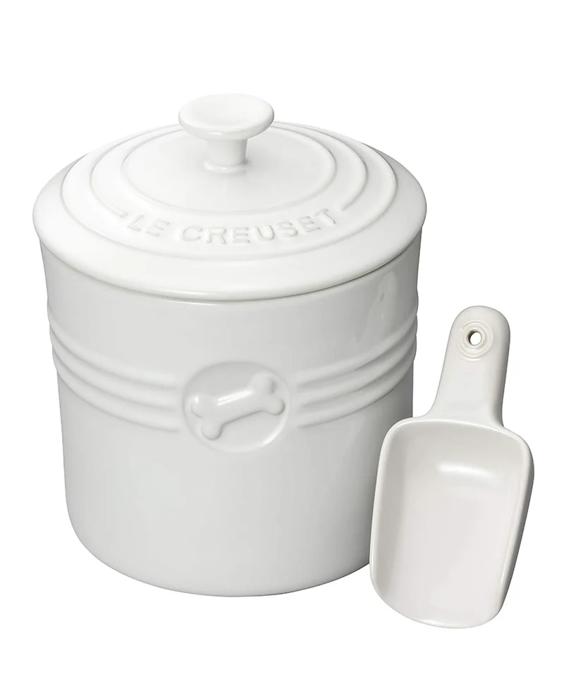 Le Creuset White Pet Food Container with Scoop Official Japanese Product
