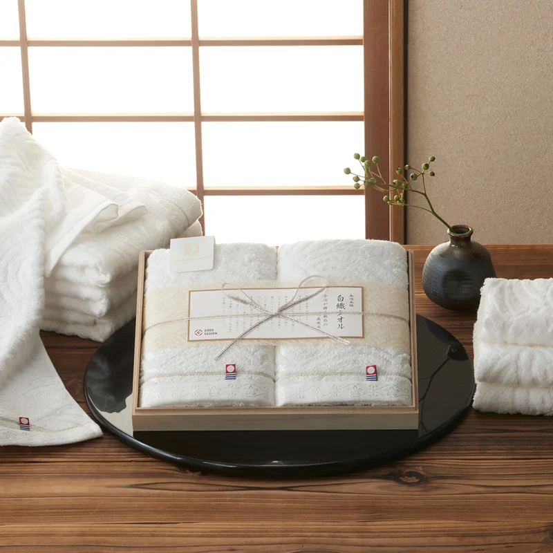 Stylem Takisada-Osaka Imabari White Cotton Bath Towels Set 60x110cm (set of 2)