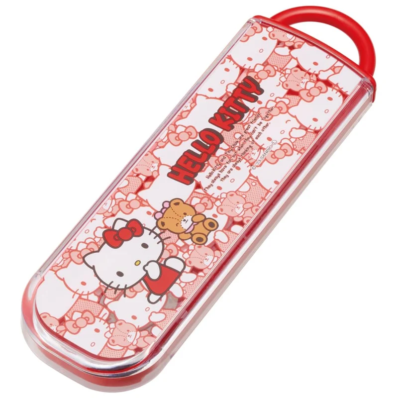 Skater Hello Kitty Kids Lunch Box Set with Chopsticks and Spoon