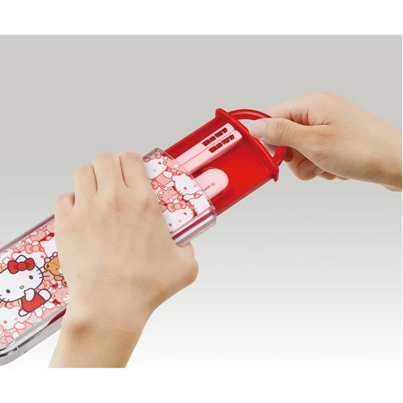 Skater Hello Kitty Kids Lunch Box Set with Chopsticks and Spoon