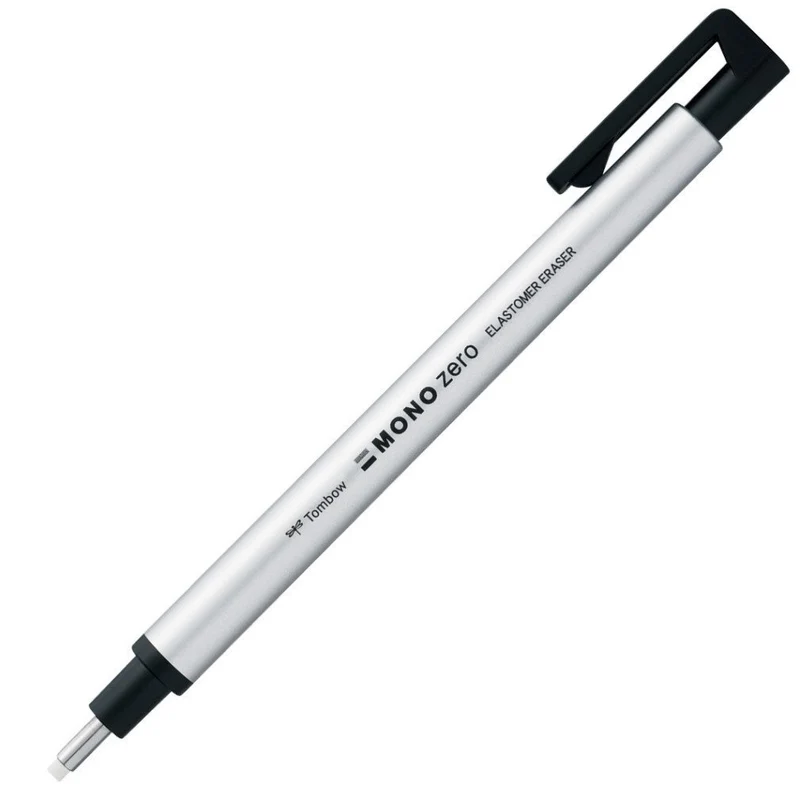 Tombow Japan Monozero Round Silver Pencil Holder Eraser