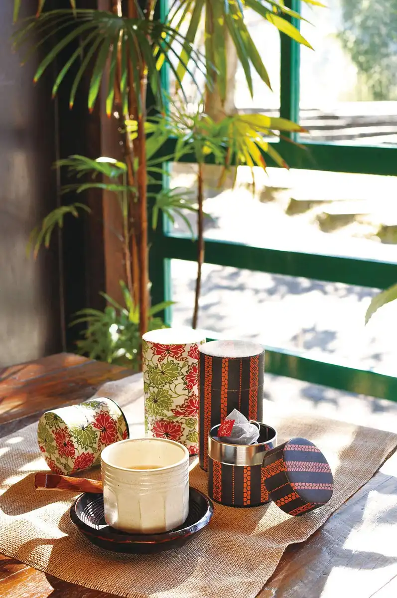 Yamaco Tea Canister L Seigaiha Design