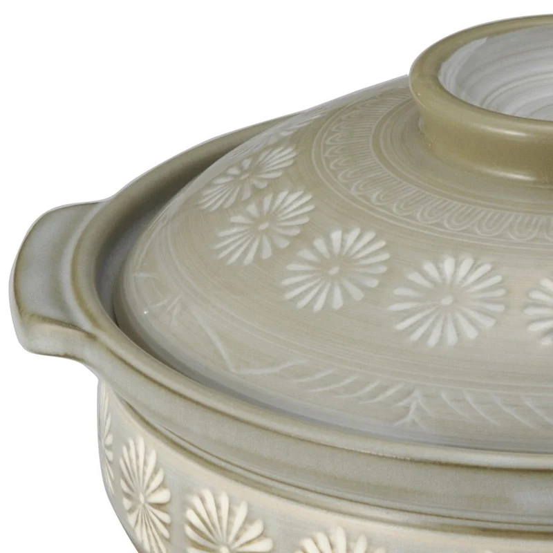 Ginpo Touki Hanamishima Nº7 Donabe Casserole Earthen Pot - Direct flame compatible