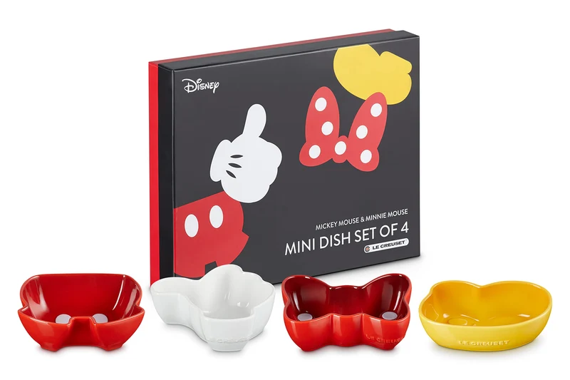 Le Creuset Disney Mickey Minnie Mini Dish Set 4pc Oven Safe Japan Import