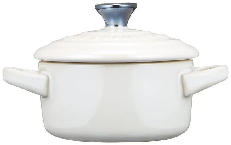 Le Creuset Heat-Resistant Petit Cocotte Container Pair with Spoon Red White