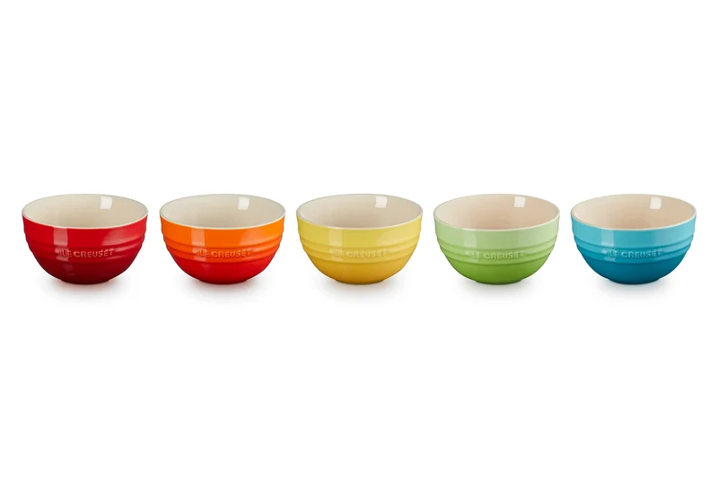 Le Creuset 12cm Rainbow Rice Bowls Pack of 5 Microwave Oven Safe Japan