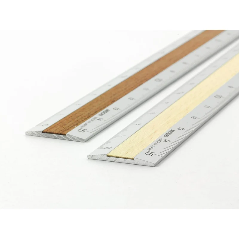 Designphil Midori 15cm Metal Wood Metric Ruler - Durable Precision Tool